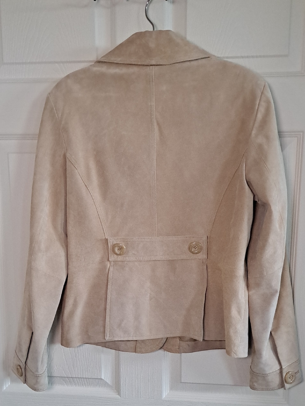 Mossimo Genuine Suede Leather Y2K Classic Soft Beige Tailored Blazer Jacket - Picture 6 of 13